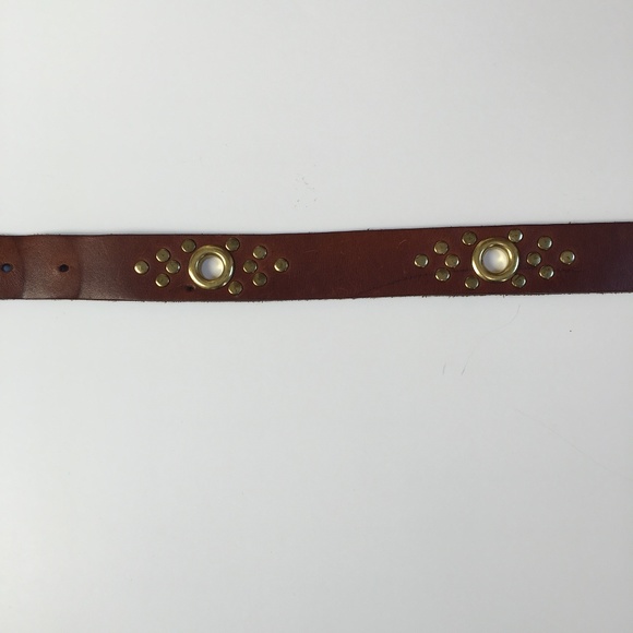 Vintage Boho Sunburst Studded Grommet Leather Belt - Picture 5 of 6
